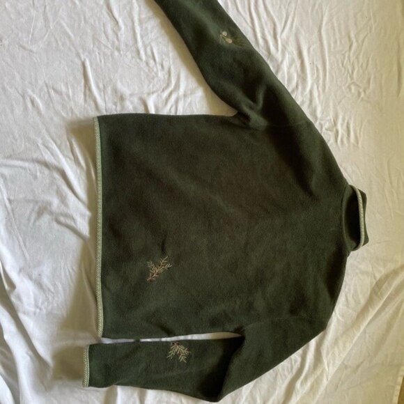 Christopher & Banks Green Embroidered Button-Up Fleece Jacket With Nature-Inspir - Picture 8 of 10